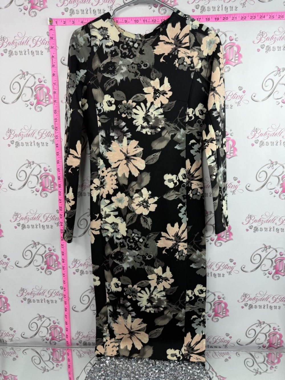 Felicity & Coco dress flowers Black Dress with Blush and Cream Floral Print